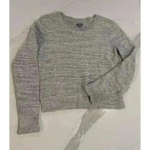 Aerie Light Gray Cropped Crewneck Sweater Women’s Size Medium